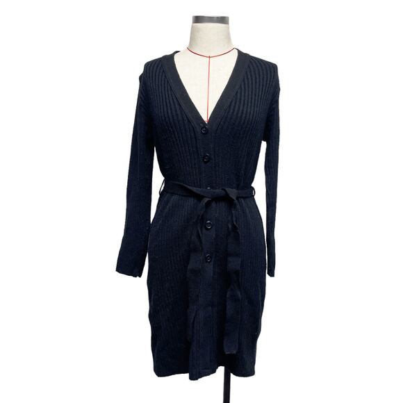 Vintage Its Our Time Womens Size M Black Ribbed Button Cardigan - Picture 1 of 7